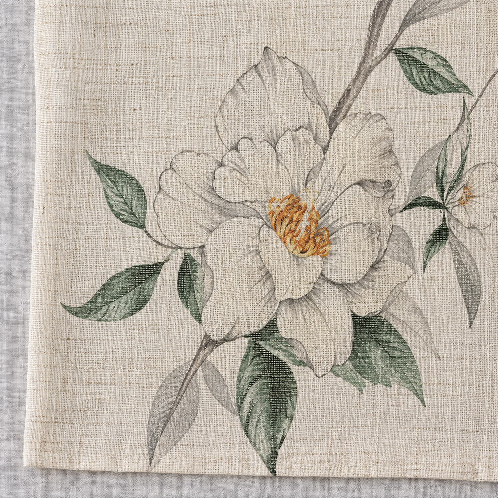 Voilage botanique aux camélias et oiseaux — vue 6