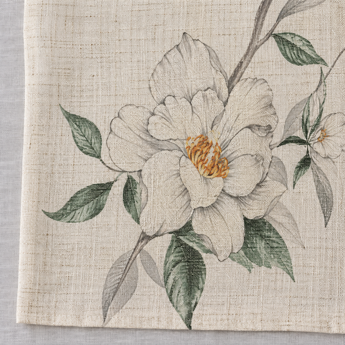 Voilage botanique aux camélias et oiseaux — vue 6