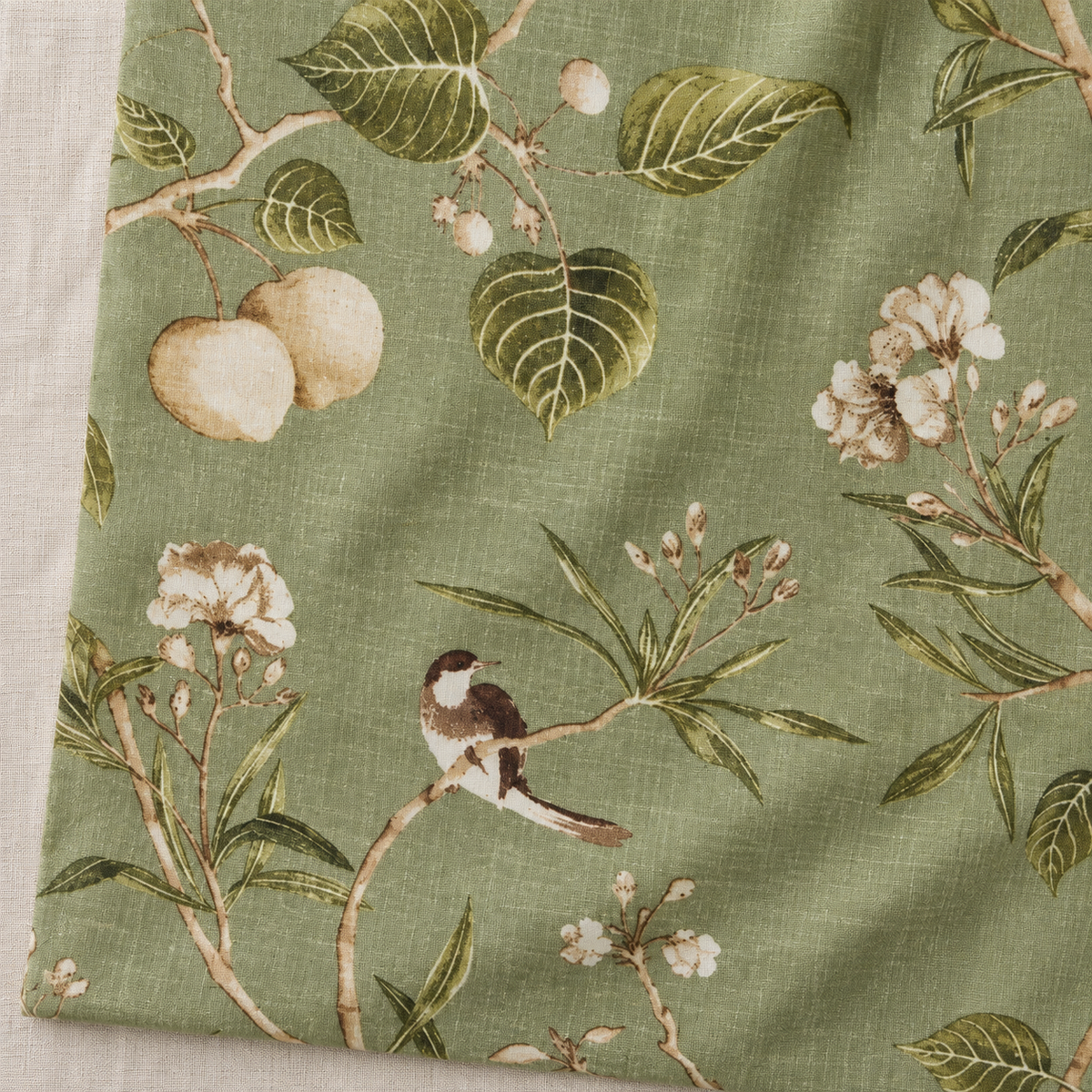 Rideau vert sauge aux oiseaux et branches — vue 6