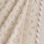 Voilage crème fleuri, crochet et pompons — vue 6