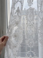 Voilage blanc à broderies florales — vue 2
